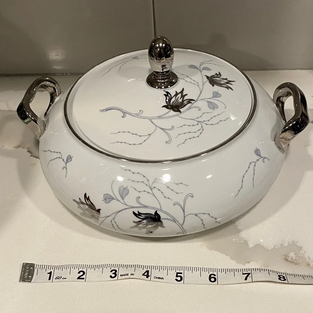 Vintage Bavaria Covered Vegetable Dish Floral